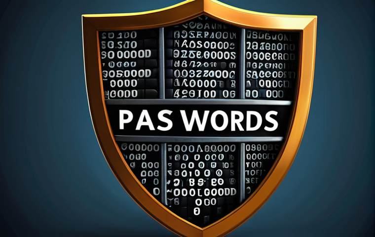 ** A graphic illustrating the concept of strong passwords as a shield against cyber threats. The image should contain a complex password made up of uppercase and lowercase letters, numbers, and symbols. Background elements should emphasize online safety and data protection.

**