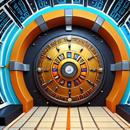 Home 14 **Digital Fortress:** A vibrant illustration of a multi-layered vault door protecting digital information. Thai script passwords and data streams swirl around it. The vault symbolizes the importance of strong passwords in the digital age, safeguarding personal data like credit cards and online accounts from hackers. Include elements of Thai cultural design in the vault's ornamentation.