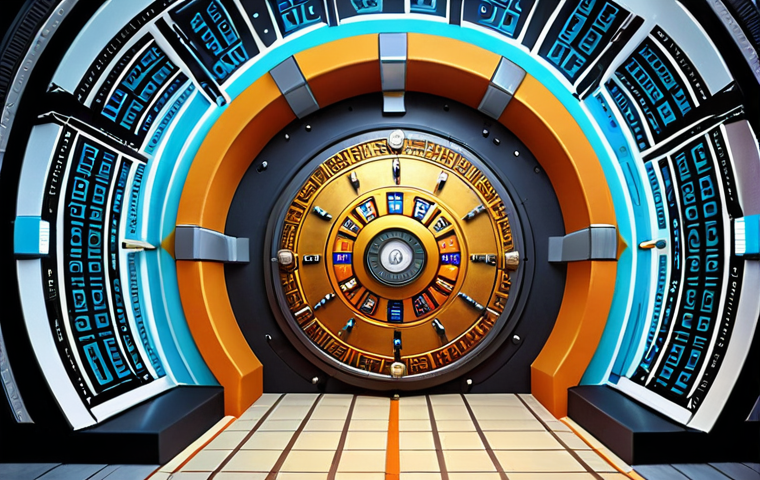 **Digital Fortress:** A vibrant illustration of a multi-layered vault door protecting digital information. Thai script passwords and data streams swirl around it. The vault symbolizes the importance of strong passwords in the digital age, safeguarding personal data like credit cards and online accounts from hackers. Include elements of Thai cultural design in the vault's ornamentation.