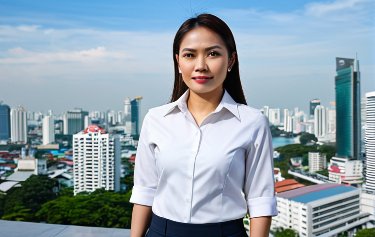 패스워드 관리 시스템과 블록체인 기술 - **Prompt:** A professional Thai businesswoman in a modern, fully-clothed business attire, standing i...