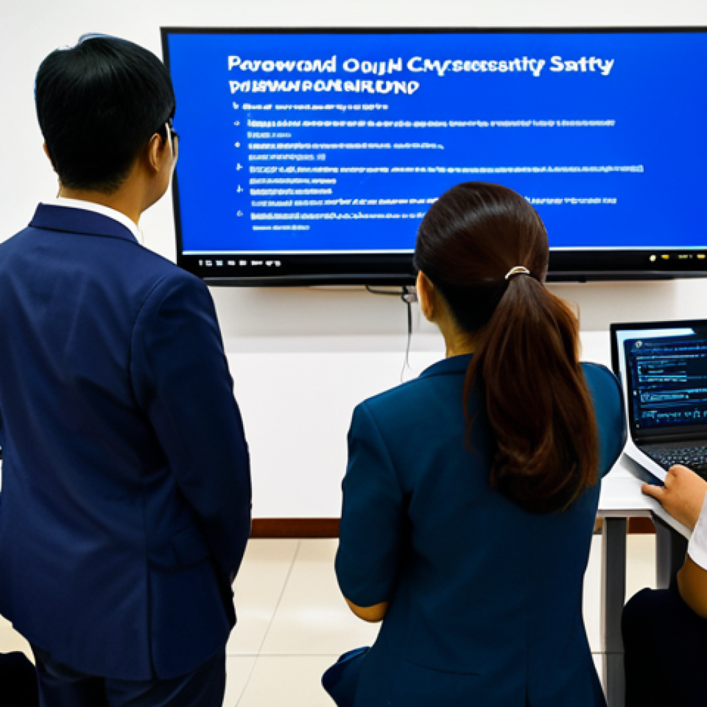 패스워드 관리 시스템의 글로벌 트렌드 - **Image Prompt 1:** "A diverse group of people attending a cybersecurity awareness workshop in Bangk...
