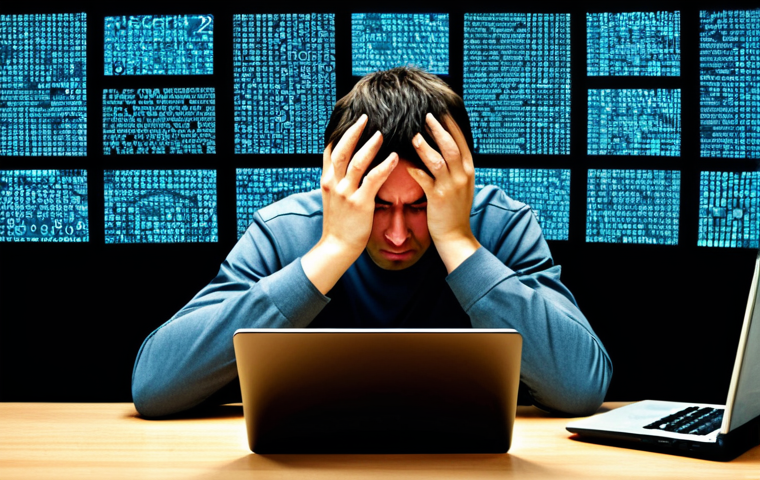 패스워드 관리 시스템의 기술적 도전 과제 - **Prompt 1: The Password Overload**
    A highly detailed, realistic illustration depicting a person...