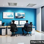 패스워드 관리 시스템의 비용 분석 - A modern Thai small business office setting with diverse employees collaborating around computers, d...