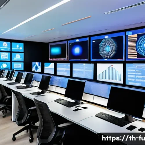 패스워드 관리 시스템과 기업 간의 협력 모델 - A futuristic cybersecurity control room in a modern Bangkok office building, with diverse Thai IT pr...